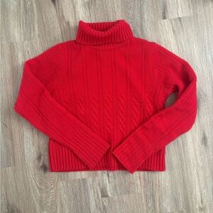 Vintage Pendleton Wool Red Cable Knit Turtleneck Sweater
